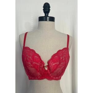 VICTORIA'S SECRET Red Dream Angels Lined Demi Bra Womens 36D